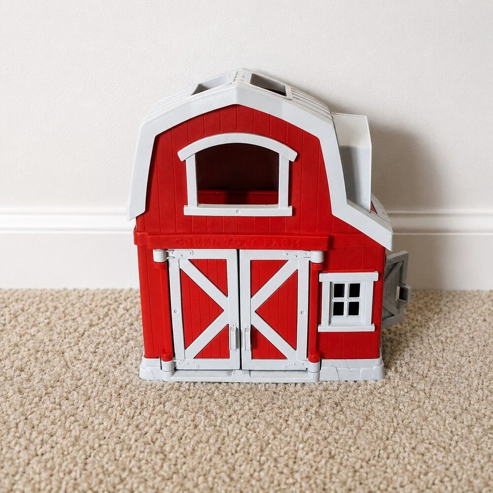 Green Toys Red Barn Farm House Toy EUC No Animals